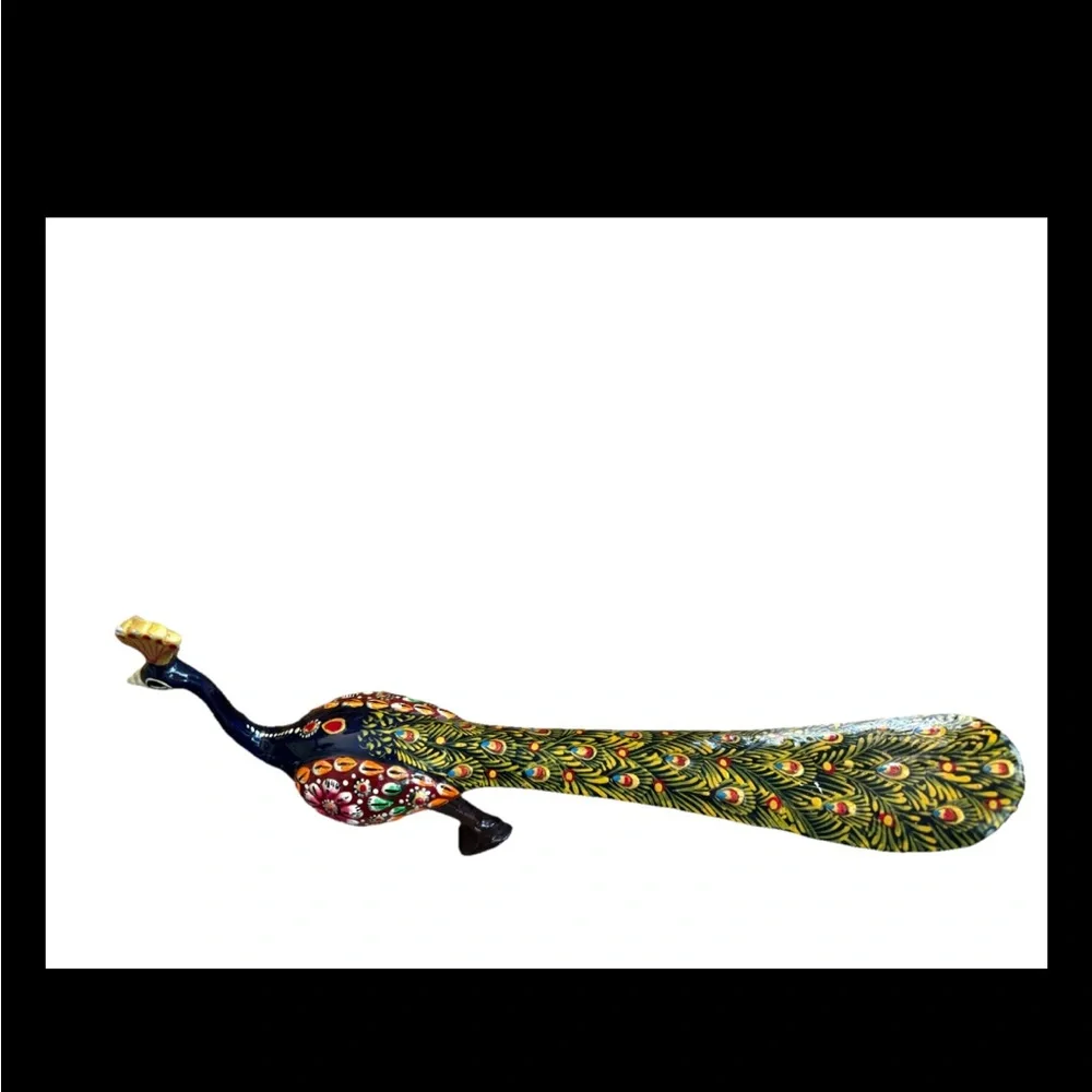 Colorful Peacock Bird Figurine metal